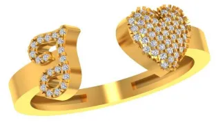 VS Diamonds & 10K Gold Initial T Heart Ring