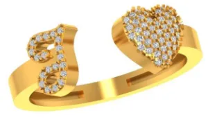 VS Diamonds & 10K Gold Initial T Heart Ring