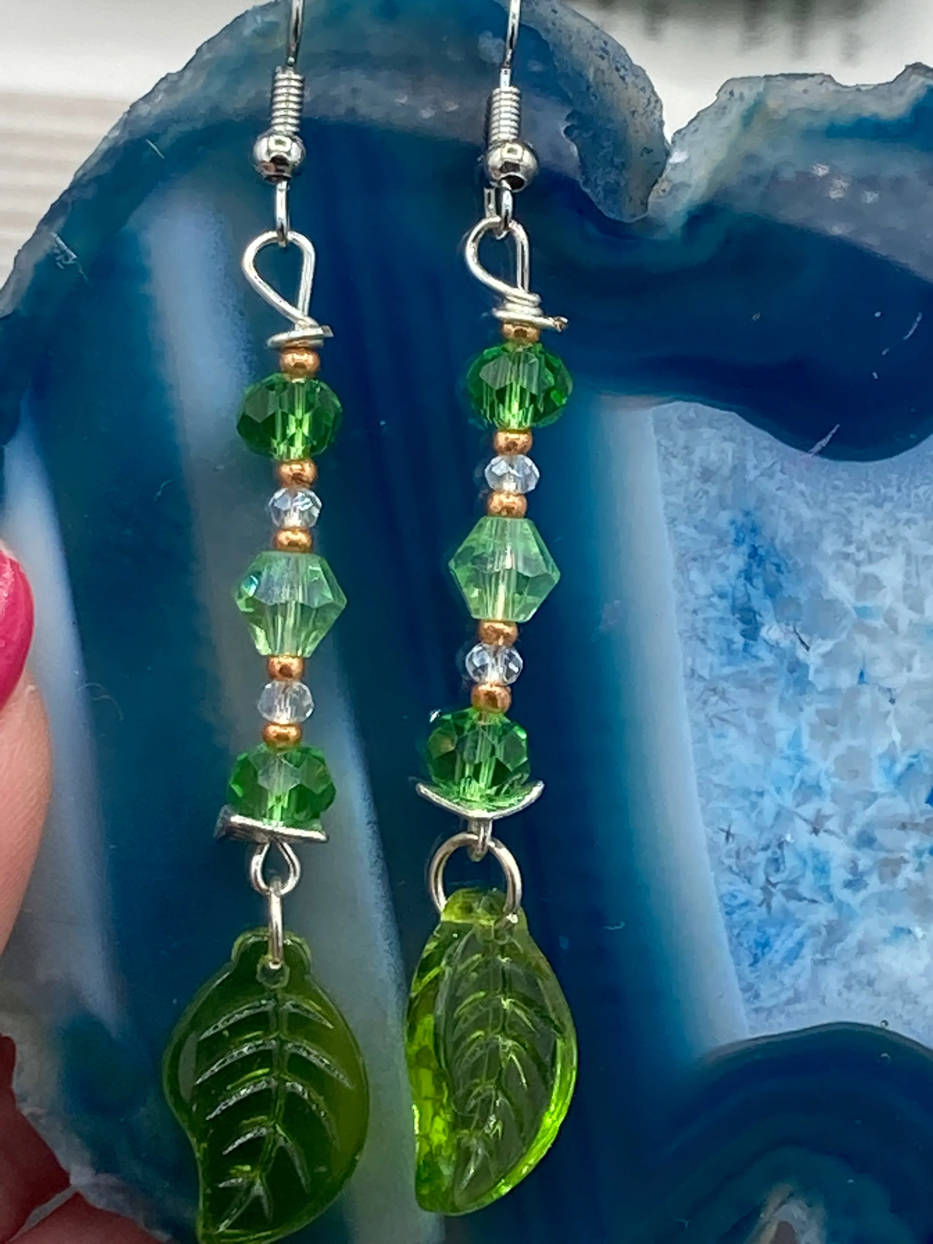 Whimsical Light Green And Gold Beaded Earrings, Hippie Vibe, Shabby Chic, Boho Chic, Nature Inspired, Bohemian