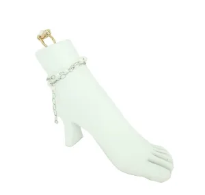 White Foot Toe Ring & Ankle Bracelet Jewelry Mannequin with Heel