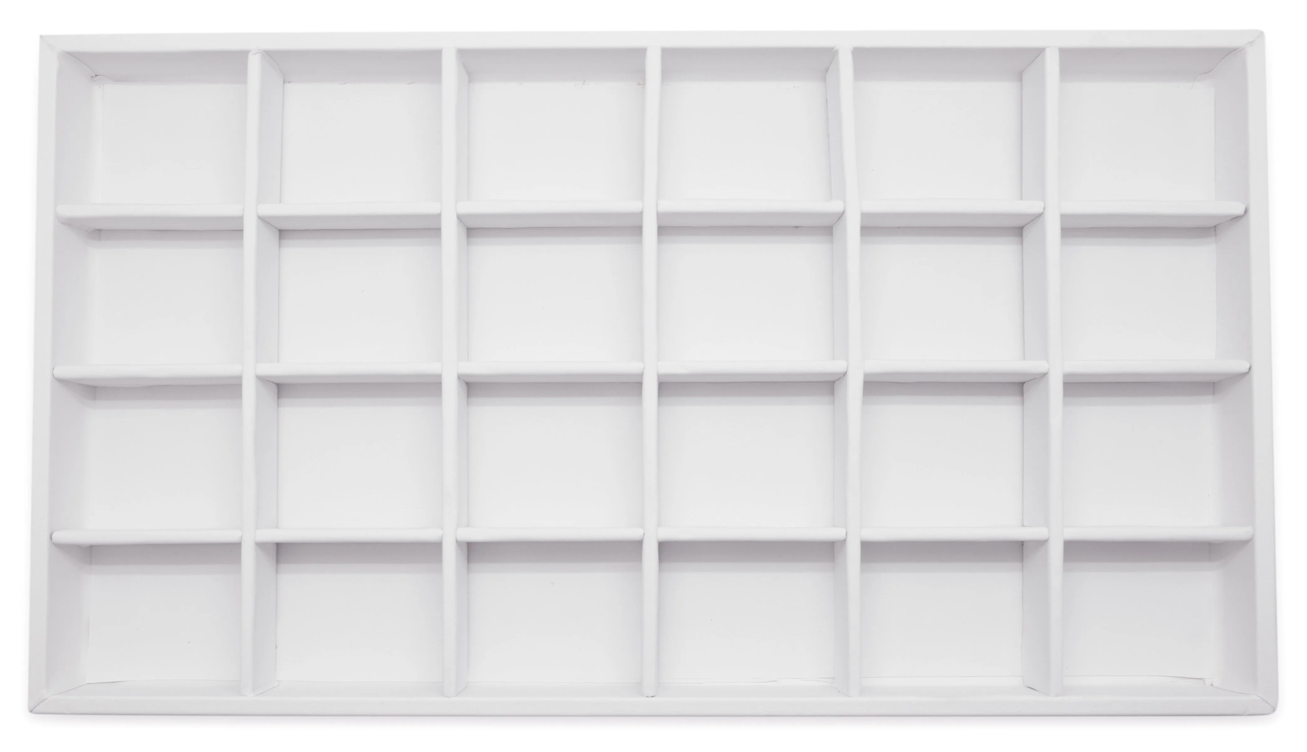 White Leatherette 24 Compartment Stackable Jewelry Tray