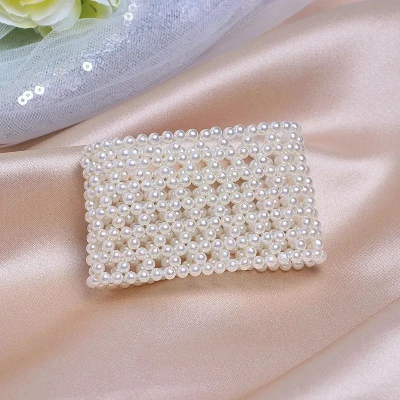 White Pearl Fashion Jewelry Weave Bracelet elastic wide bracelet for Women