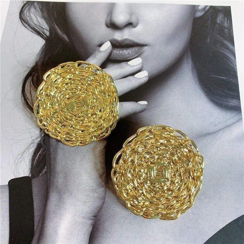 Woven metal Earrings| Metal mat| Statement Earrings| Wedding| Party
