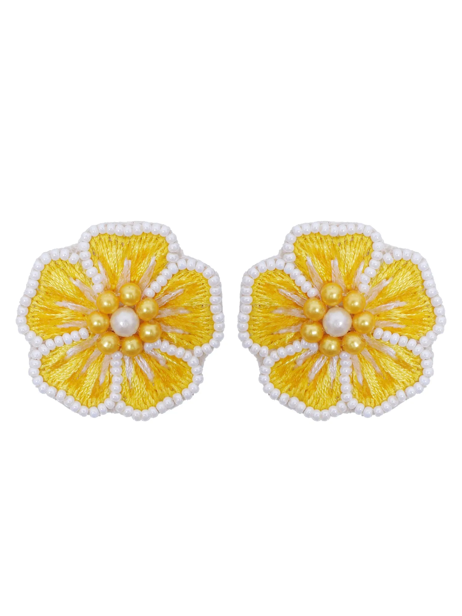 Yellow Floral Handmade Necklace Set for Women for Haldi, Mehndi Occasions( Necklace, Earrings & Tikka set)