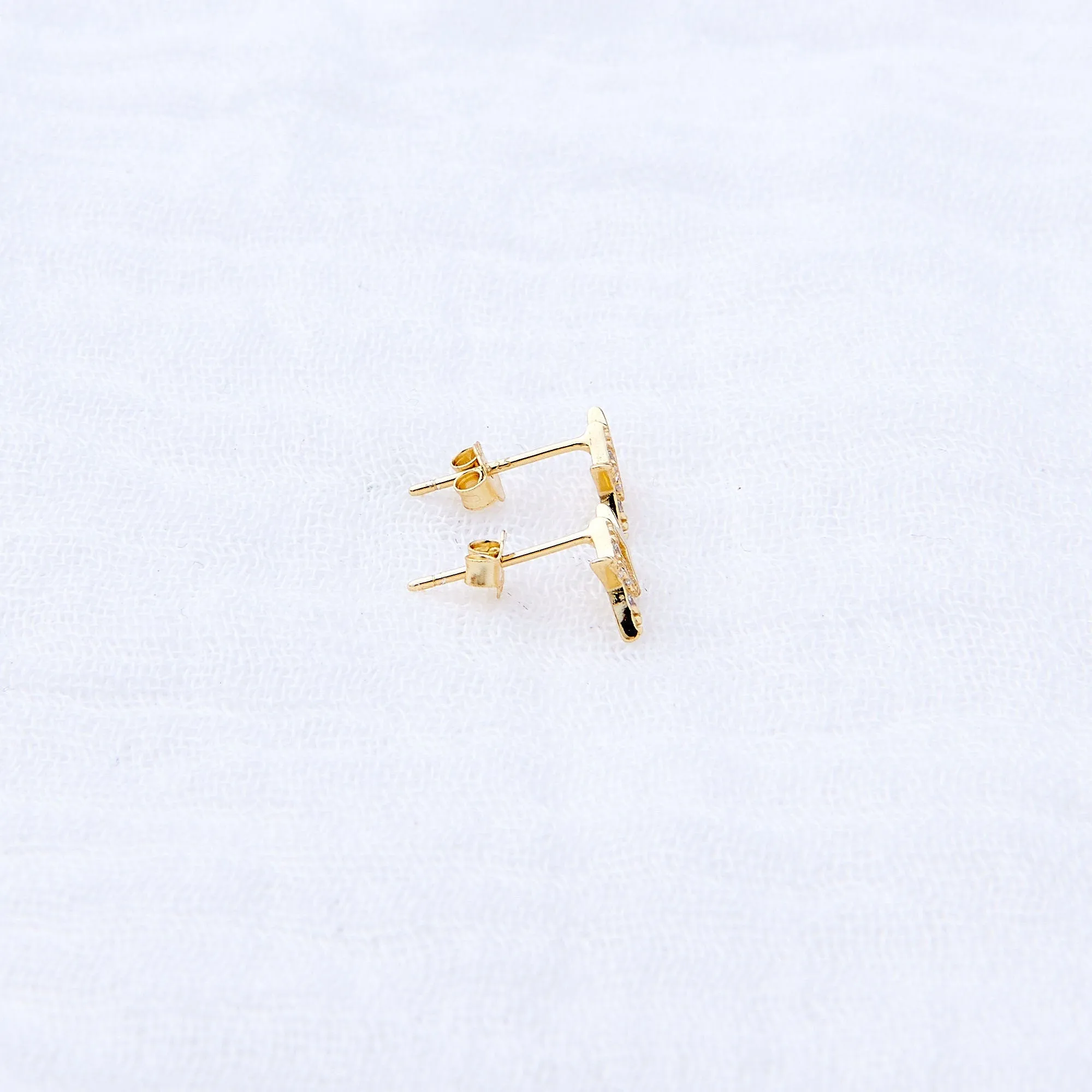 Yellow Gold Plated Sterling Silver Sparkling Star Stud Earrings