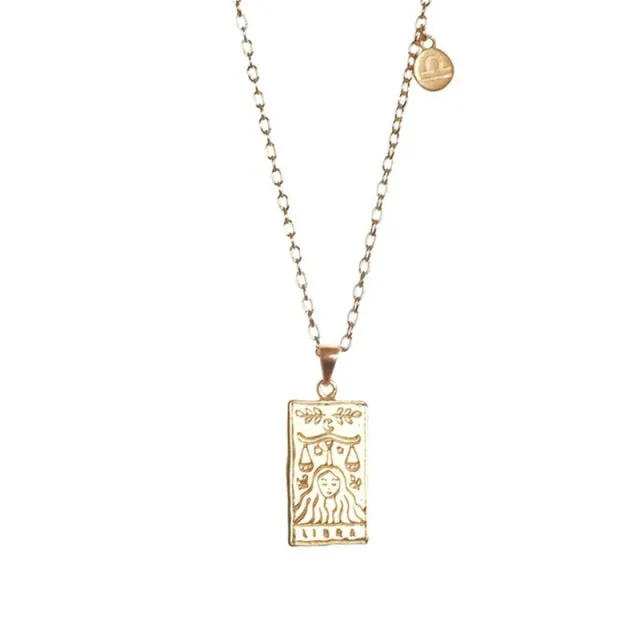 Zodiac Tarot Gold Necklace