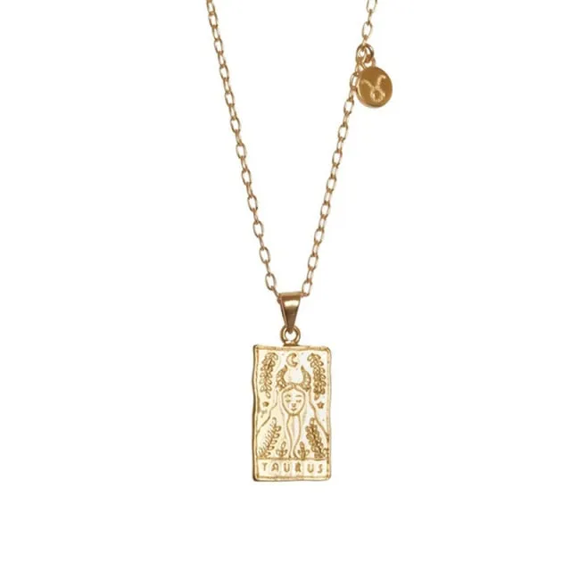 Zodiac Tarot Gold Necklace