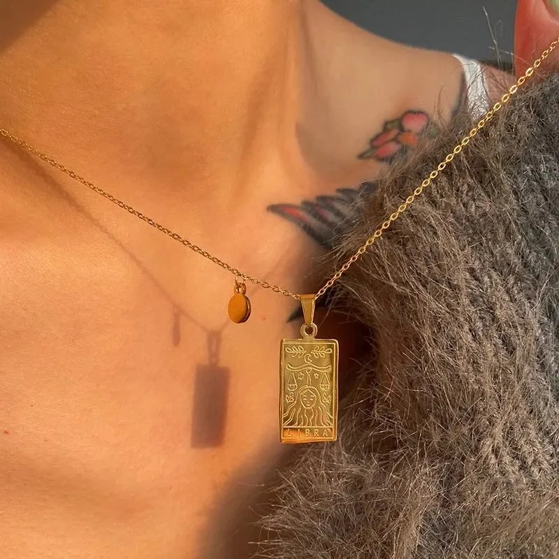 Zodiac Tarot Gold Necklace