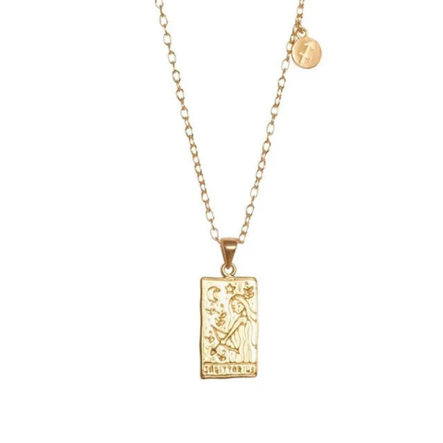 Zodiac Tarot Gold Necklace