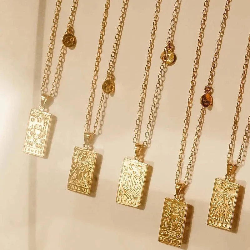 Zodiac Tarot Gold Necklace