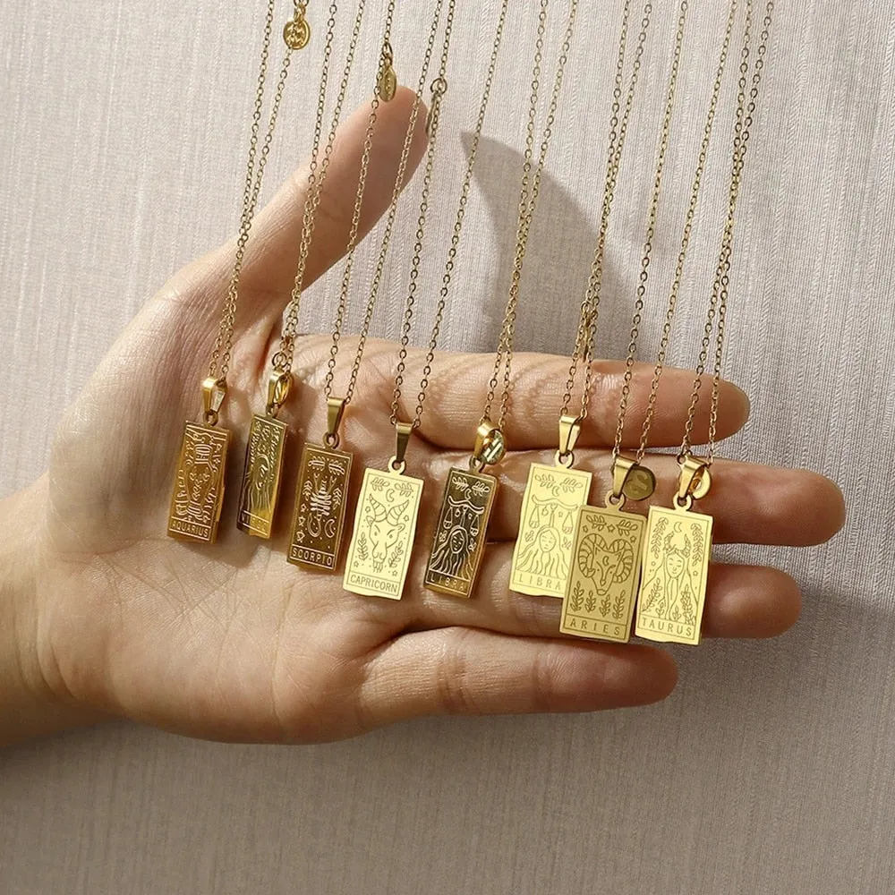 Zodiac Tarot Gold Necklace