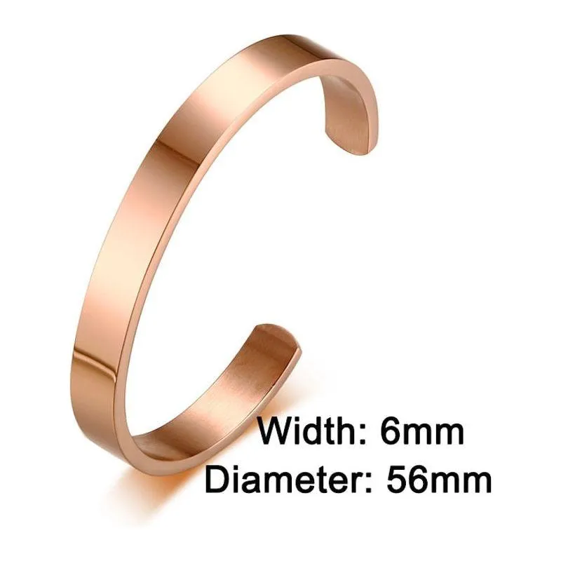 ZORCVENS Women 8mm Width Surface Cuff Bracelet Stainless Steel Bracelet Silver/Gold/Black/Rose Gold Colors