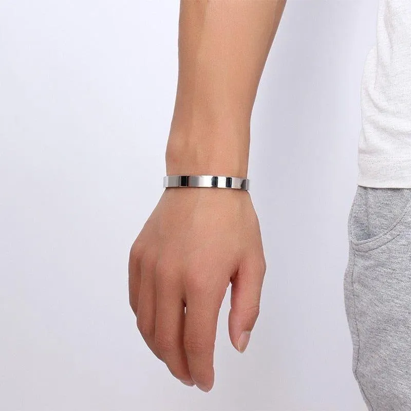 ZORCVENS Women 8mm Width Surface Cuff Bracelet Stainless Steel Bracelet Silver/Gold/Black/Rose Gold Colors