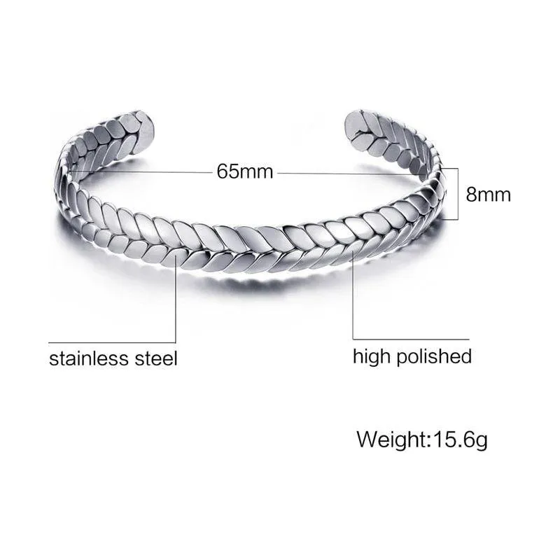 ZORCVENS Women 8mm Width Surface Cuff Bracelet Stainless Steel Bracelet Silver/Gold/Black/Rose Gold Colors