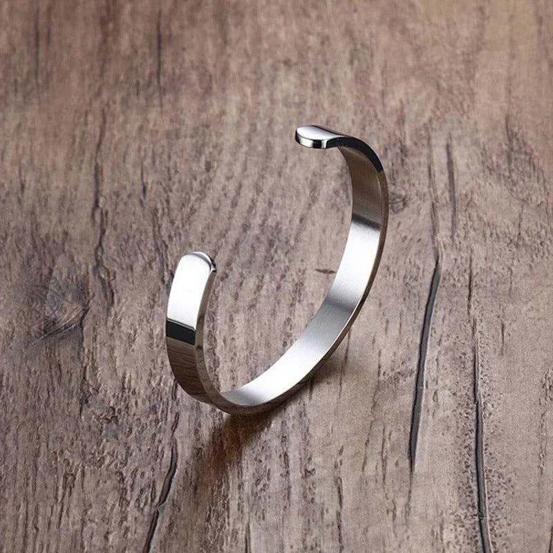 ZORCVENS Women 8mm Width Surface Cuff Bracelet Stainless Steel Bracelet Silver/Gold/Black/Rose Gold Colors