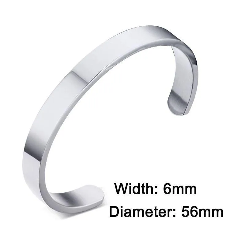 ZORCVENS Women 8mm Width Surface Cuff Bracelet Stainless Steel Bracelet Silver/Gold/Black/Rose Gold Colors