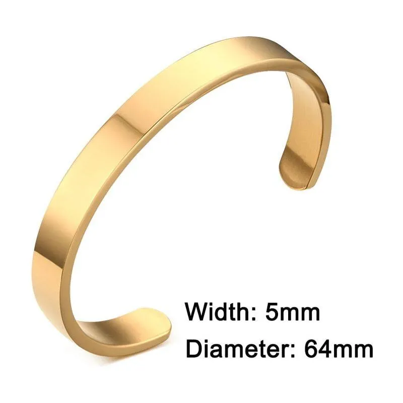 ZORCVENS Women 8mm Width Surface Cuff Bracelet Stainless Steel Bracelet Silver/Gold/Black/Rose Gold Colors